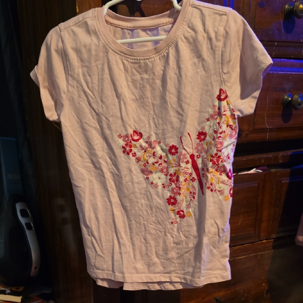 !!.              Girls S(6-6X) Butterfly Short Sleeve Tee